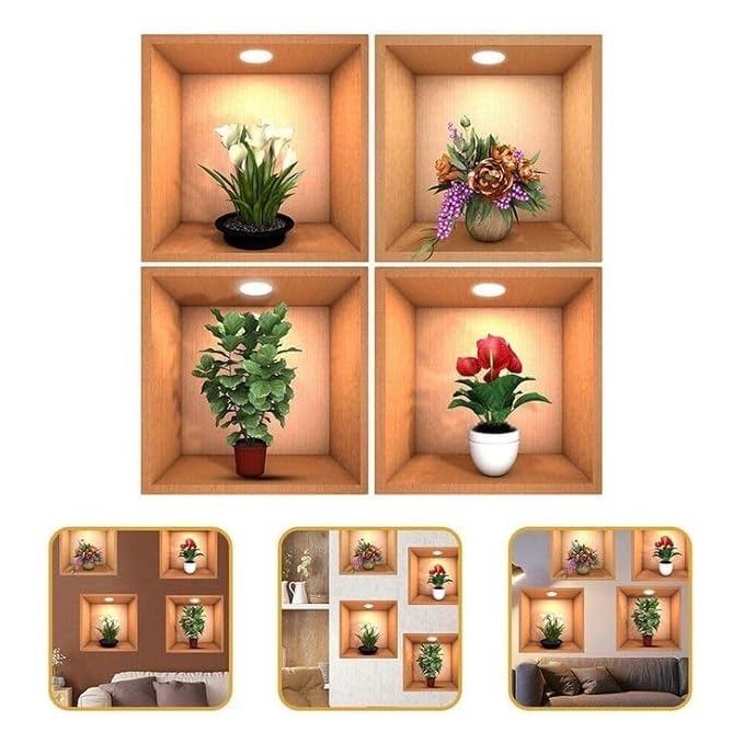 Retro Self-Adhesive Flower Potted 3D Wall Stickers