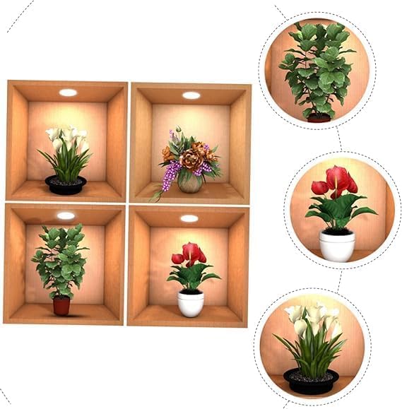 Retro Self-Adhesive Flower Potted 3D Wall Stickers
