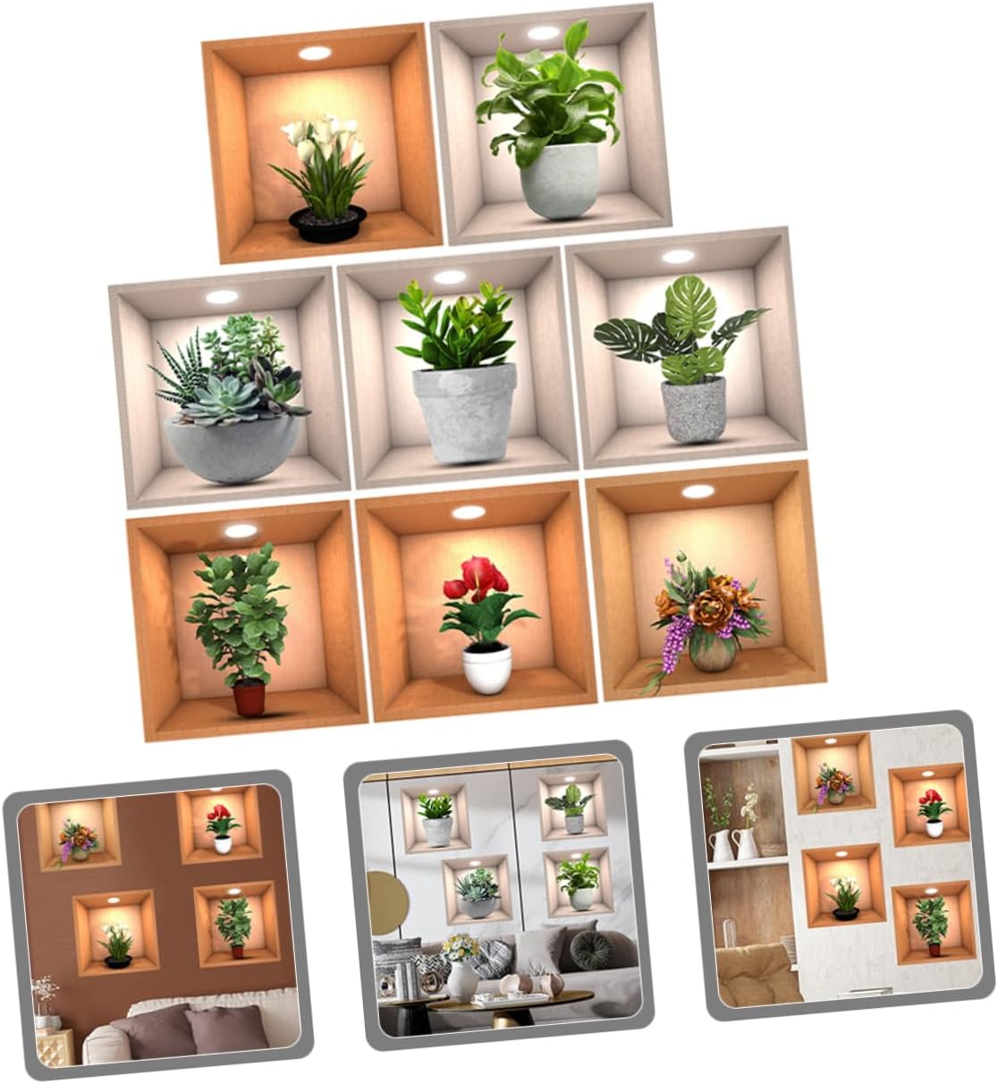 Retro Self-Adhesive Flower Potted 3D Wall Stickers