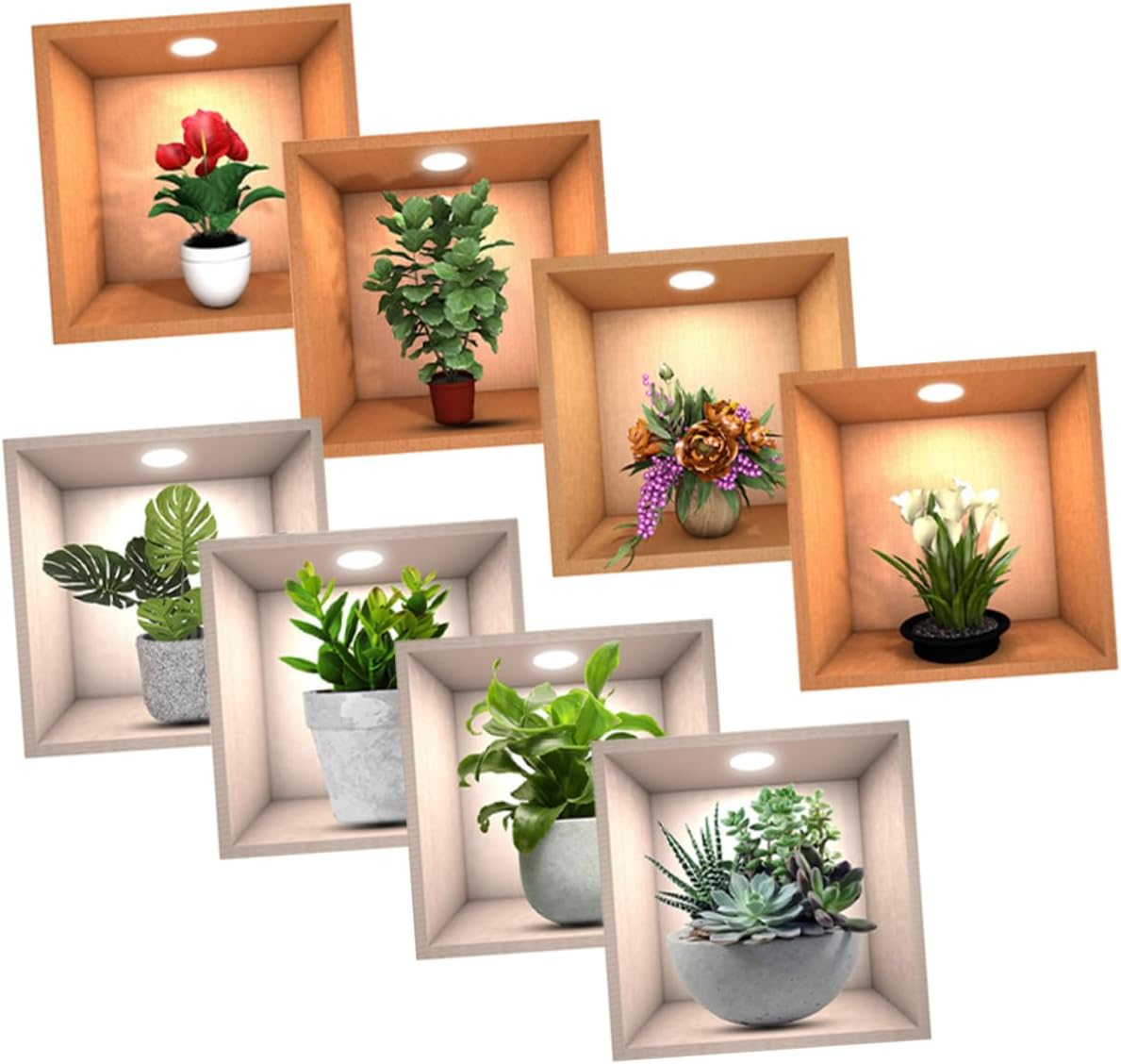 Retro Self-Adhesive Flower Potted 3D Wall Stickers