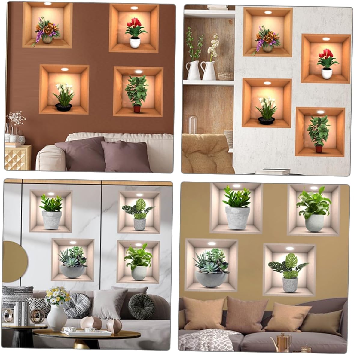 Retro Self-Adhesive Flower Potted 3D Wall Stickers