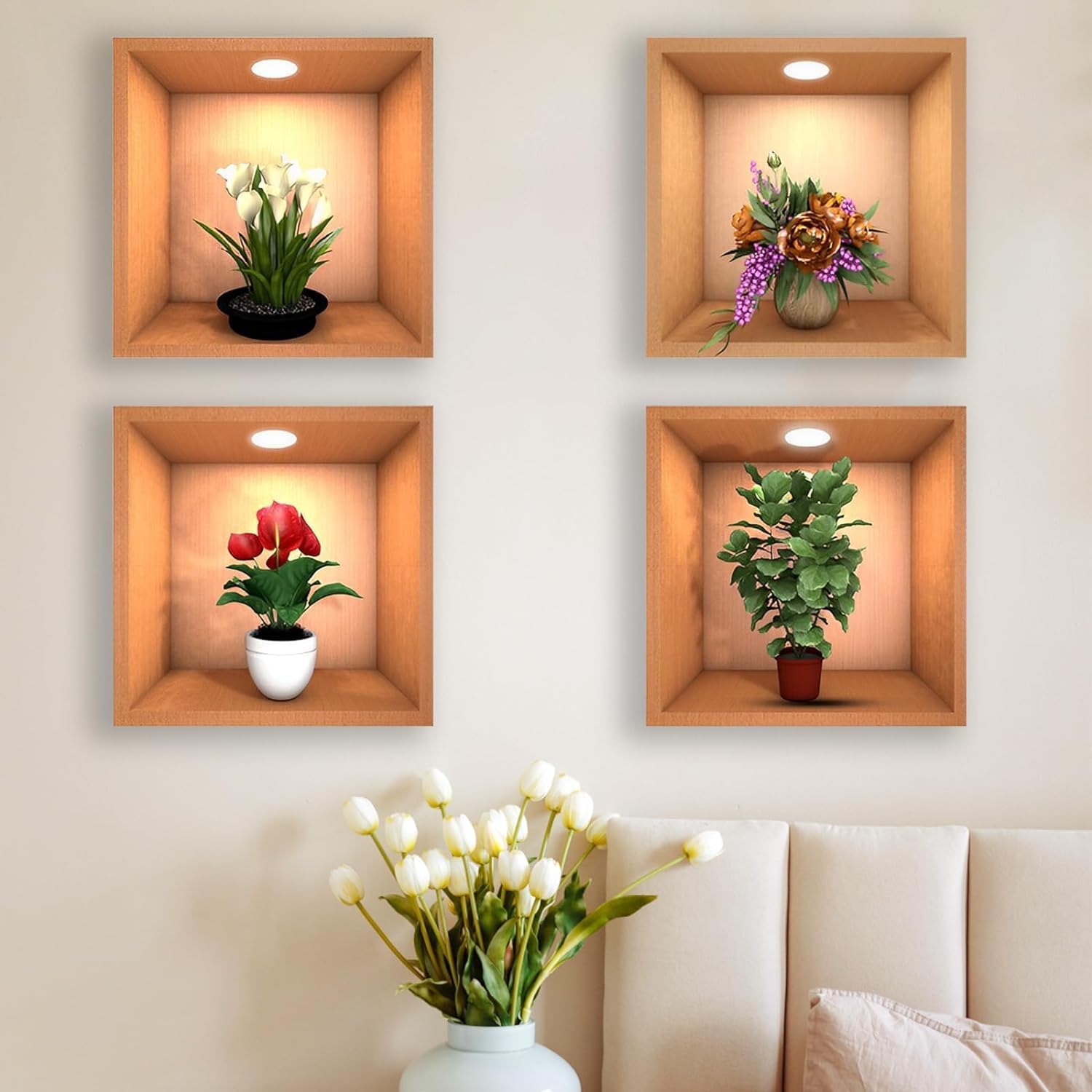 Retro Self-Adhesive Flower Potted 3D Wall Stickers