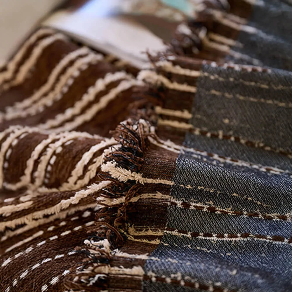 All-Season Striped Tassels Chenille Durable Sofa Cover (Universal Size 180X380 Cm)